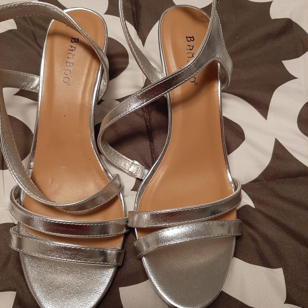 Bamboo silver heeled Sandals